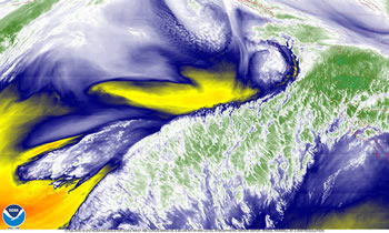 water vapor imagery from the GOES West (GOES-17) ABI band 9 on February 14, 2019