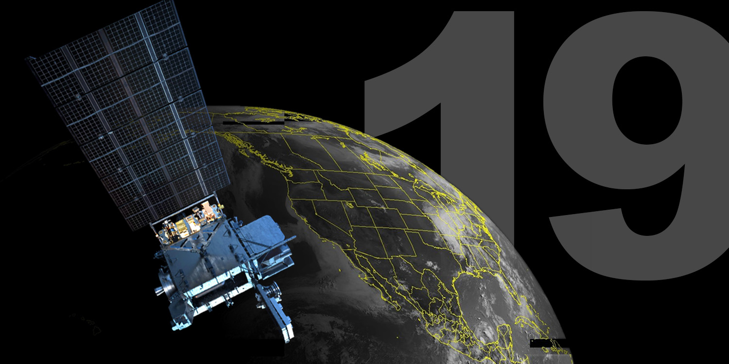 GOES-U as seen from Geosynchronous orbit with the earth in the background